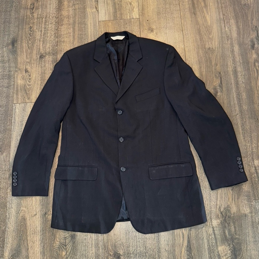Pronto Uomo Men's Blazer 100%Wool Bluish Black Sport Coat Jacket 40R Canada Made